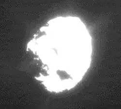 An overexposed image of Wild&nbsp;2 showing plumes of material coming from the surface