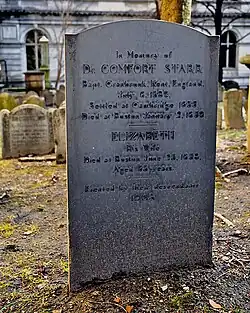 Tombstone of Dr. Comfort Starr and wife Elizabeth.