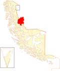 Location of the Torres del Paine commune in the Magallanes Region