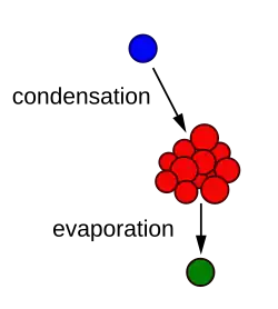 graph showing the process of condensation and evaporation on a molecular level