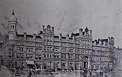 Illustration from a book, depicting the "Corn, Grocery & Produce Exchange", Manchester, c.1902