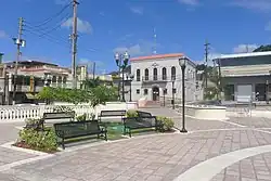 Main square with the Corozal city hall in the center