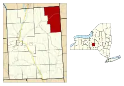 Location within Cortland County and New York