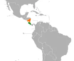 Map indicating locations of Costa Rica and Nicaragua