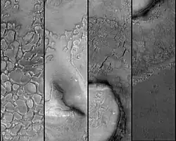 Deuteronilus Mensae, as seen by the Mars Global Surveyor.