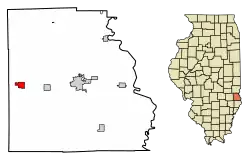 Location of Oblong in Crawford County, Illinois.