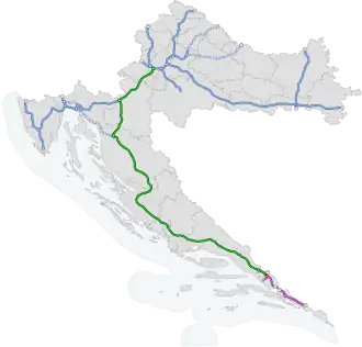 The A1 runs through Dalmatia in Croatia.