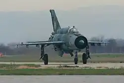 MiG-21 fighter taxiing