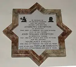 Crompton memorial, interior south wall