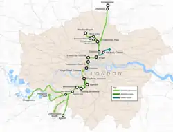 Map of the proposed Crossrail2 routes
