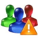 Icons of a group of people and an exclamation mark.