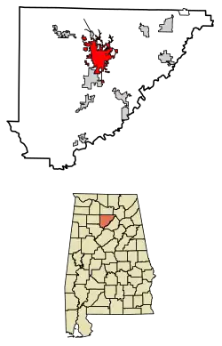 Location of Cullman in Cullman County, Alabama