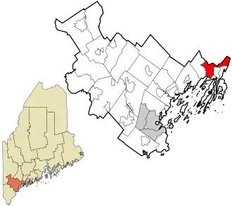 Location in Cumberland County and the state of Maine.