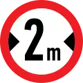 No vehicles with a maximum width beyond 2 meters