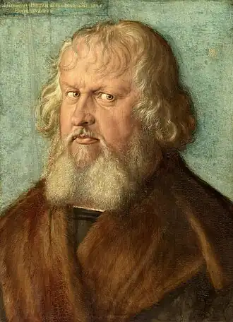 Portrait of Hieronymus Holzschuher, 1526, oil and paint on limewood, 51&nbsp;×&nbsp;37&nbsp;cm, Gemäldegalerie, Berlin (557E)