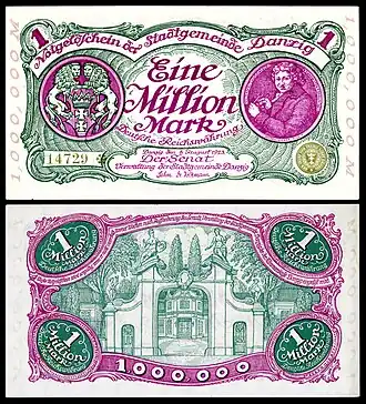 Chodowiecki depicted on a 1 million papiermark note (1923)