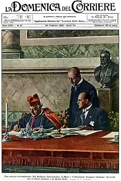 Signing of the Lateran Treaty, cover of La Domenica del Corriere, 24 February 1929