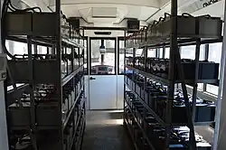 The power car with lined-up 260 batteries.