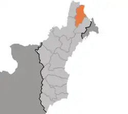 Map of North Hamgyong showing the location of Kyongwon