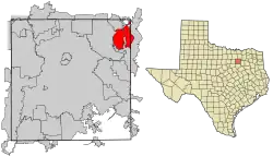 Location of Rowlett in Dallas County, Texas