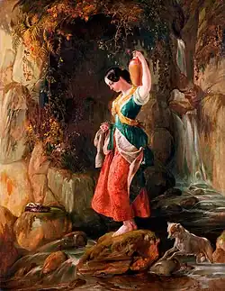 Waterfall at St Nighton's Kieve, near Tintagel by Daniel Maclise