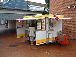 A pølsevogn (Danish hot dog stand) in the city center of Kolding (Jutland)