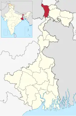 Location of Darjeeling district in West Bengal