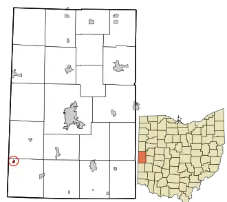 Location in Darke County and the state of Ohio.