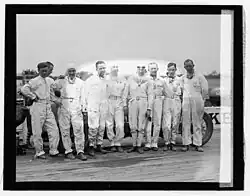 Photo of a group of racing drivers (Left to right) Dawson, Snowberger, Aspen, Gleason, Winnai, Keech, Desmond, Pugh