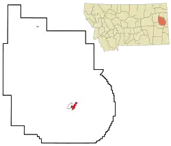 Location within Dawson County, Montana