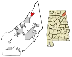 Location of Ider in DeKalb County, Alabama.