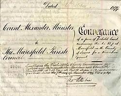 Title of Deed of Conveyance which transferred the recreation ground to Maresfield Parish Council