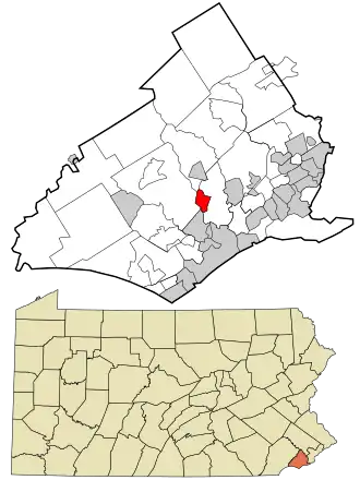 Location in Delaware County and the U.S. state of Pennsylvania.