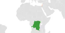 Map indicating locations of Democratic Republic of the Congo and Israel