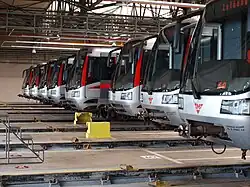 Metro M1 trains in Depo Kačerov
