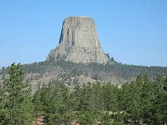 The columnar joints that make up Devils Tower, Wyoming