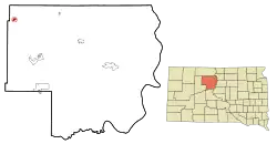 Location in Dewey County and the state of South Dakota