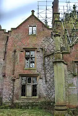 A view of the diaper (lozenge) flushwork on the north elevation of Bank Hall