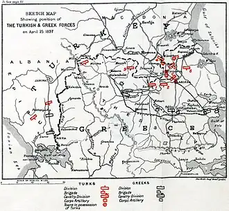 Disposition of the Greek and Ottoman forces on 25 April