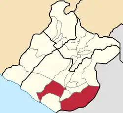 Location of the Tacna District in the Tacna province