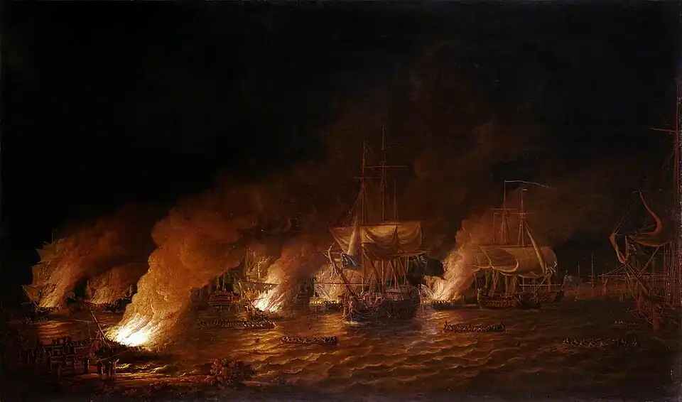 French Fire-Ships Attacking the English Fleet off Quebec, 1767