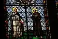 Ulisse De Matteis, Detail of a stained-glass window of the Assumption of the Virgin with Saints Dominic and Francis. Church of San Domenico, Prato. 1872.