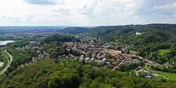 Panorama view of Donaustauf from the Walhalla temple