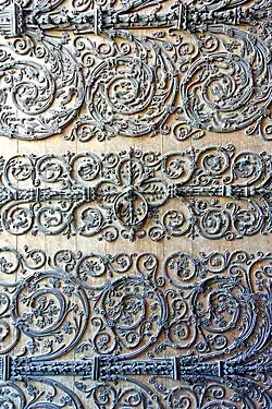 Gothic rinceaux ironwork on a door of the Notre-Dame de Paris, attributed to the locksmith Biscornet, 12th-13th centuries