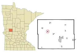 Location of Brandon within Douglas County and state of Minnesota