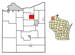 Location of Poplar in Douglas County, Wisconsin.