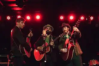 Drew Holcomb and the Neighbors on stage at The Ready Room in St. Louis, Missouri, April 2016
