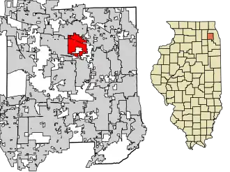 Location of Glendale Heights in DuPage County, Illinois