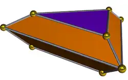 Triangular bifrustum: The dual of an elongated triangular bipyramid (a Johnson solid), this can be realized with six isosceles trapezoid faces and two equilateral triangle faces.