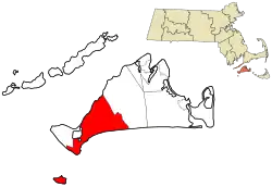 Location in Dukes County in Massachusetts